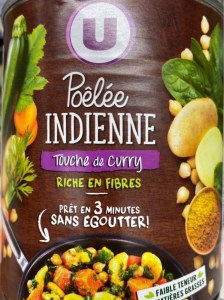 U poêlée indienne touche de curry riche en fibres 580 G